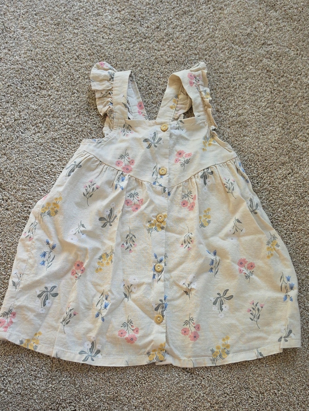 Cream Floral Button-Front Sundress